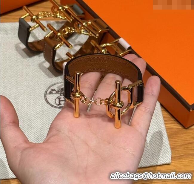 Discount Design Hermes Croisiere Simple Tour bracelet in Chaine d'Ancre and Leather HS010401 2025