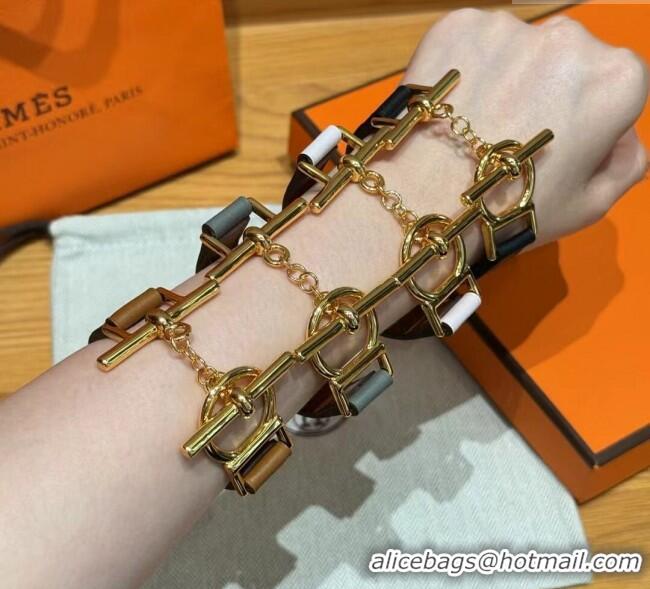Discount Design Hermes Croisiere Simple Tour bracelet in Chaine d'Ancre and Leather HS010401 2025