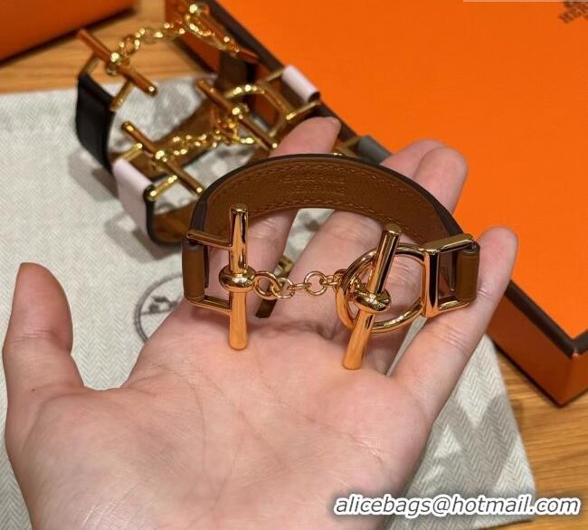 Discount Design Hermes Croisiere Simple Tour bracelet in Chaine d'Ancre and Leather HS010401 2025