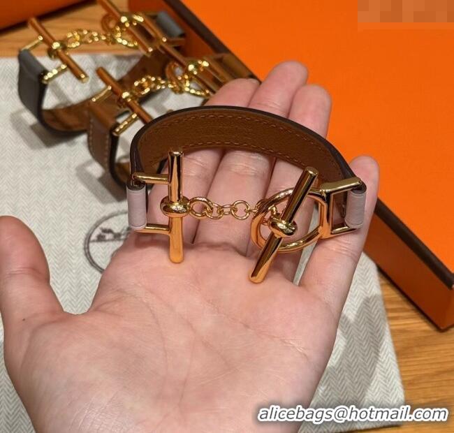 Discount Design Hermes Croisiere Simple Tour bracelet in Chaine d'Ancre and Leather HS010401 2025
