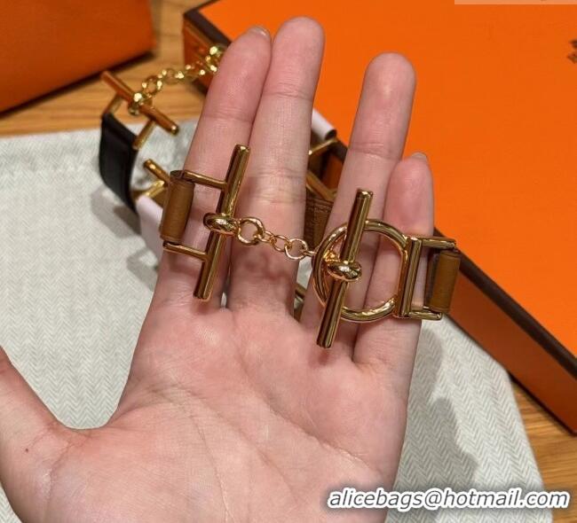 Discount Design Hermes Croisiere Simple Tour bracelet in Chaine d'Ancre and Leather HS010401 2025