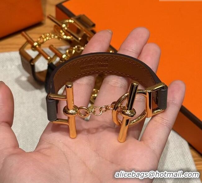 Discount Design Hermes Croisiere Simple Tour bracelet in Chaine d'Ancre and Leather HS010401 2025