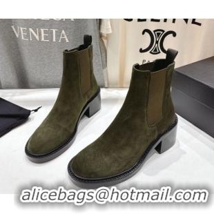 Low Cost Saint Laurent Vincent Heel Chelsea Booties 6cm in Suede Green 1213054