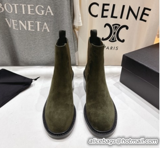Low Cost Saint Laurent Vincent Heel Chelsea Booties 6cm in Suede Green 1213054