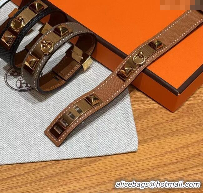 Good Taste Hermes Collier de Chien bracelet in Four Medor Studs and Leather HS26010404 2026
