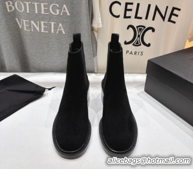 Most Popular Saint Laurent Vincent Heel Chelsea Booties 6cm in Suede Black 1213056