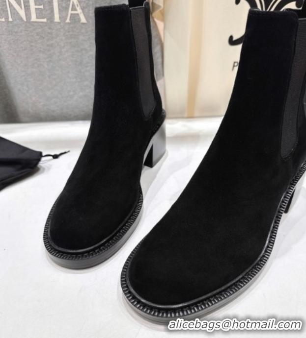 Most Popular Saint Laurent Vincent Heel Chelsea Booties 6cm in Suede Black 1213056