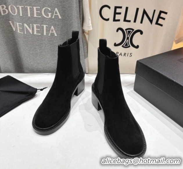 Most Popular Saint Laurent Vincent Heel Chelsea Booties 6cm in Suede Black 1213056