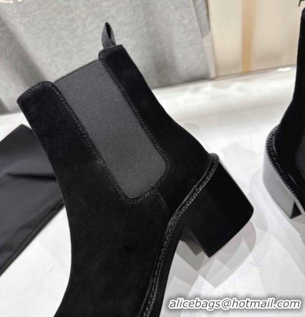 Most Popular Saint Laurent Vincent Heel Chelsea Booties 6cm in Suede Black 1213056