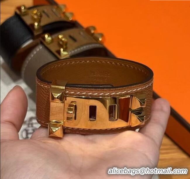Shop Discount Hermes Collier de Chien bracelet in Four Medor Studs and Leather HS26010402 2026