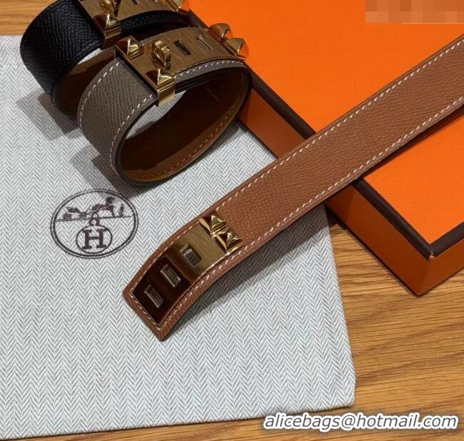 Shop Discount Hermes Collier de Chien bracelet in Four Medor Studs and Leather HS26010402 2026