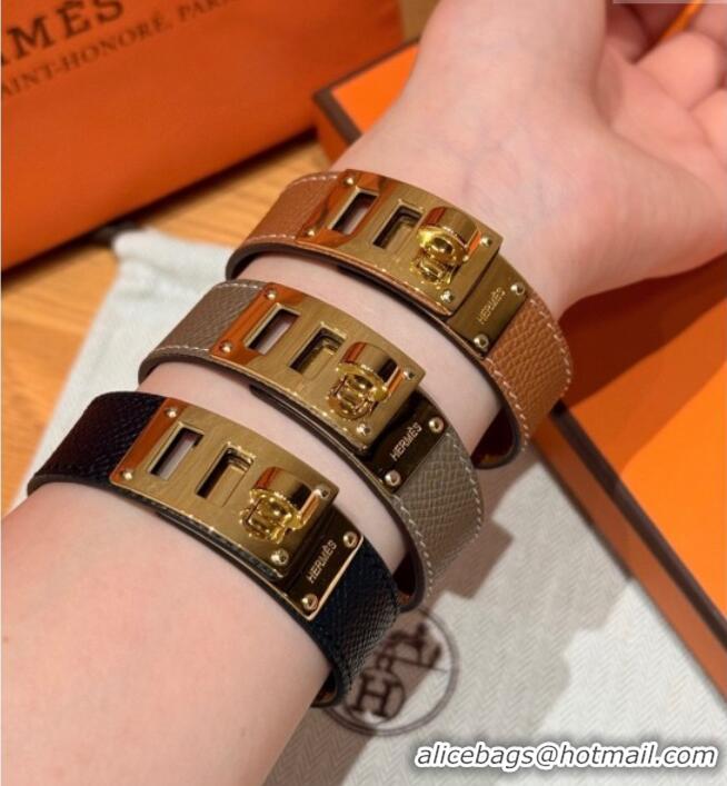 Hermes Kelly bracelet in Grained Leather HS010406 Brown 2025