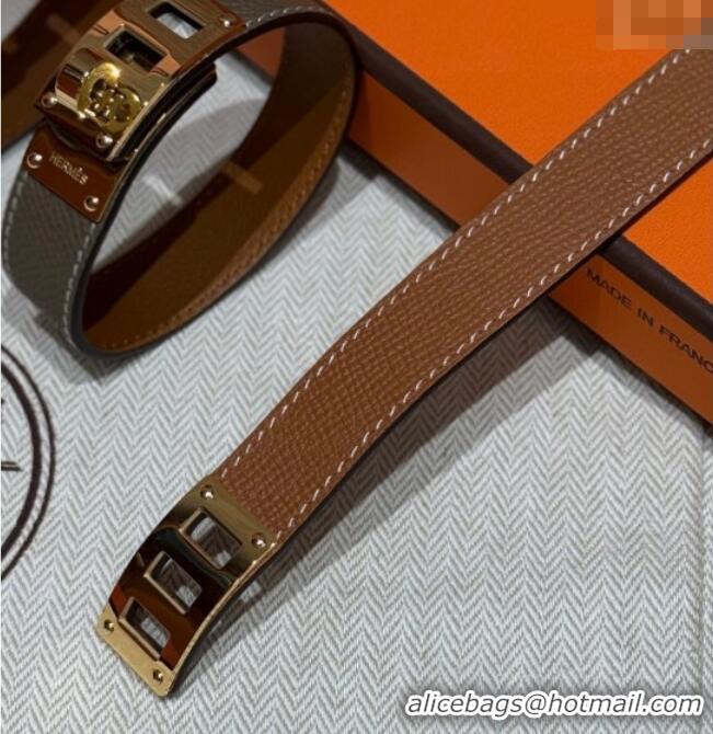 Hermes Kelly bracelet in Grained Leather HS010406 Brown 2025