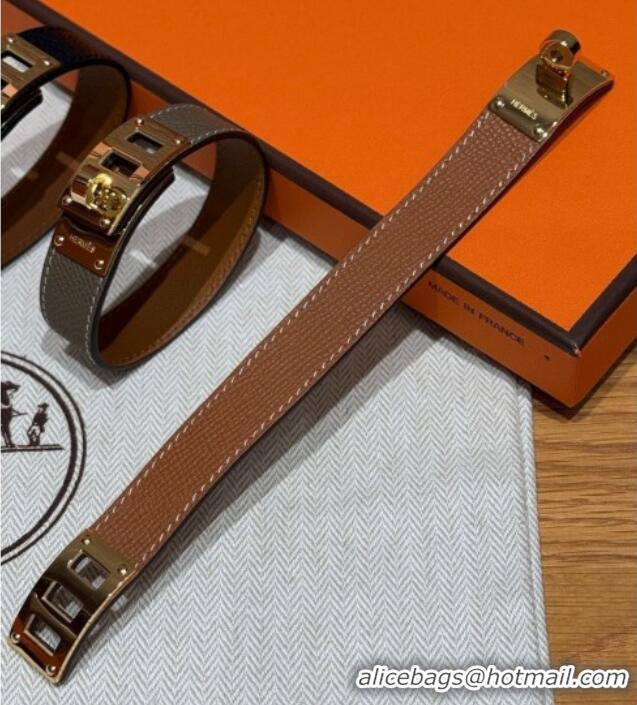 Hermes Kelly bracelet in Grained Leather HS010406 Brown 2025