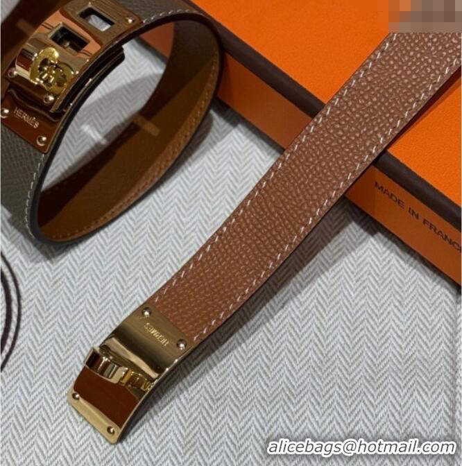Hermes Kelly bracelet in Grained Leather HS010406 Brown 2025