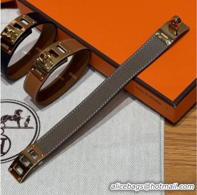 Top Grade Hermes Kelly bracelet in Grained Leather HS010406 Grey 2025