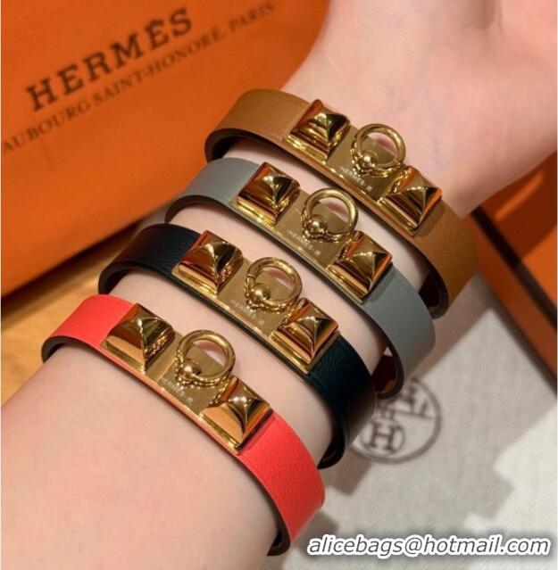Luxury Discount Hermes Rivale Mini bracelet 7 in Swift Leather and Studs HS010407 Black 2025