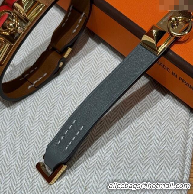 Most Popular Hermes Rivale Mini bracelet 7 in Swift Leather and Studs HS010407 Grey 2025