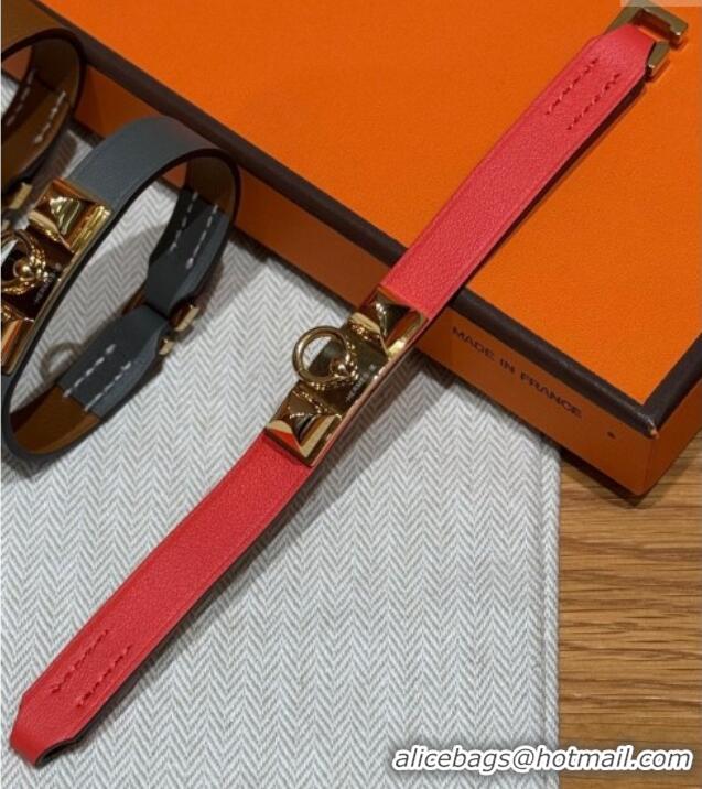 Luxury Discount Hermes Rivale Mini bracelet 7 in Swift Leather and Studs HS010407 Pink 2025