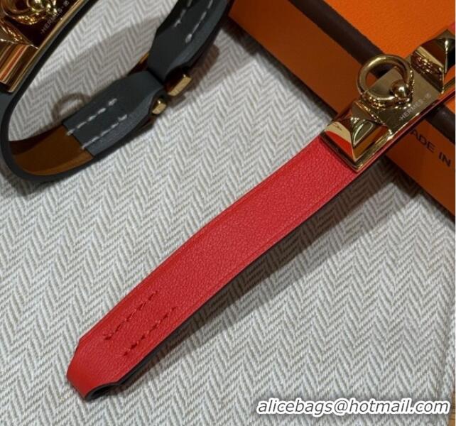 Luxury Discount Hermes Rivale Mini bracelet 7 in Swift Leather and Studs HS010407 Pink 2025