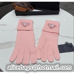 Famous Brand Prada Knit Gloves PR010501 Pink 2026