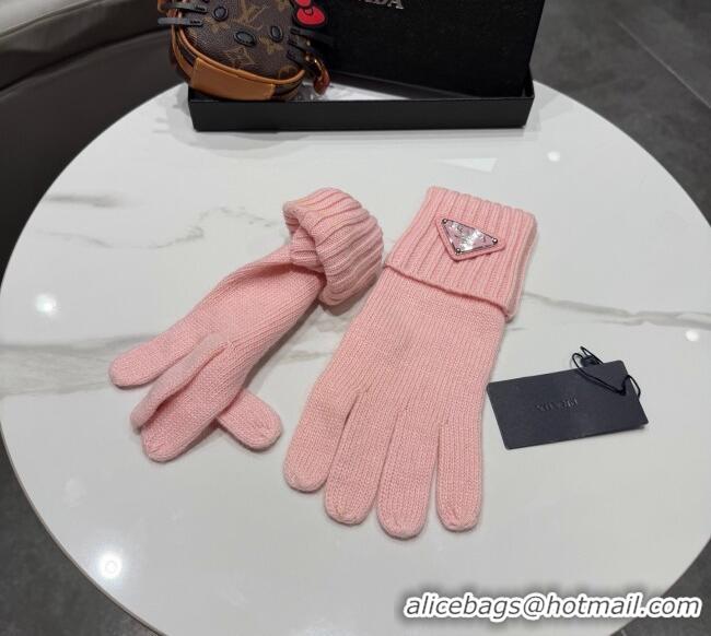Famous Brand Prada Knit Gloves PR010501 Pink 2026