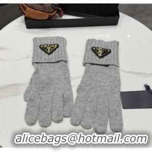 Big Discount Prada Knit Gloves PR010501 Grey 2026