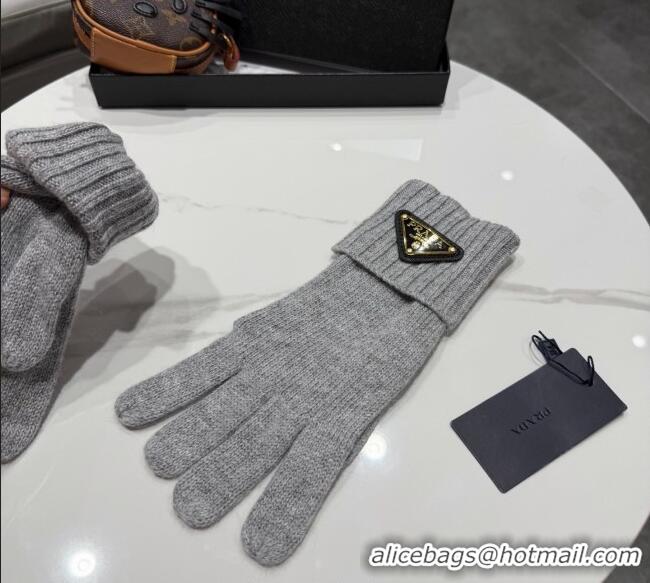 Big Discount Prada Knit Gloves PR010501 Grey 2026