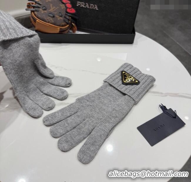 Big Discount Prada Knit Gloves PR010501 Grey 2026