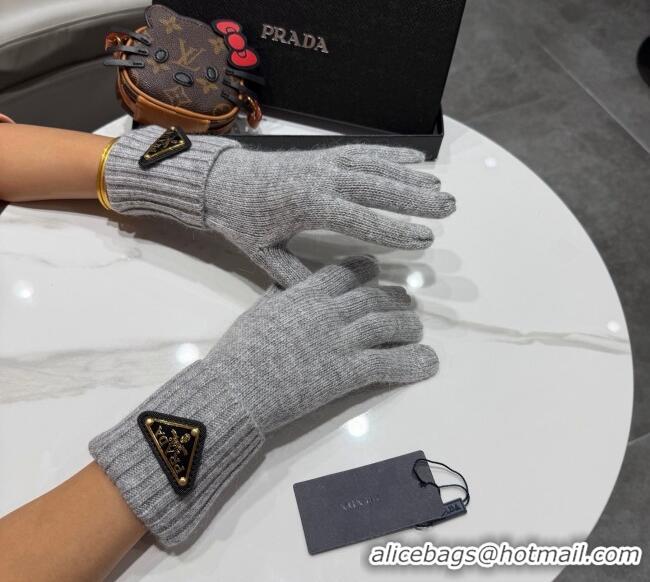 Big Discount Prada Knit Gloves PR010501 Grey 2026