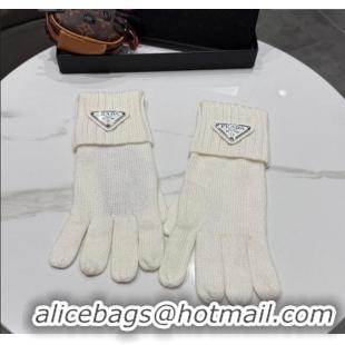 Good Taste Prada Knit Gloves PR010501 White 2026