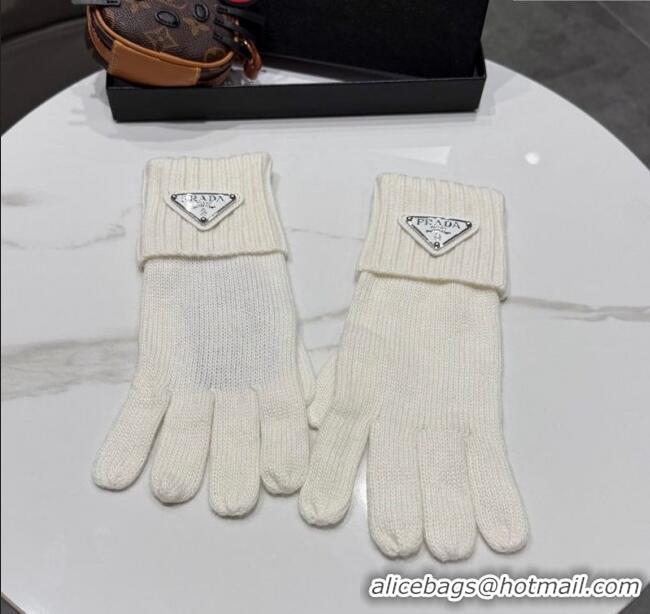 Good Taste Prada Knit Gloves PR010501 White 2026