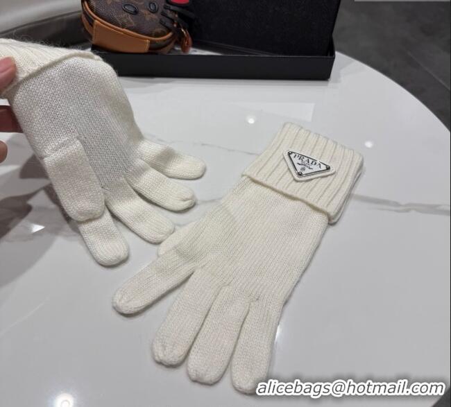 Good Taste Prada Knit Gloves PR010501 White 2026