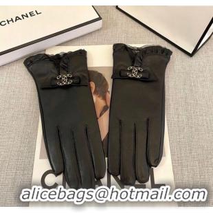 Low Cost Chanel Lambskin Gloves with CC Bow 0105 Black 2026