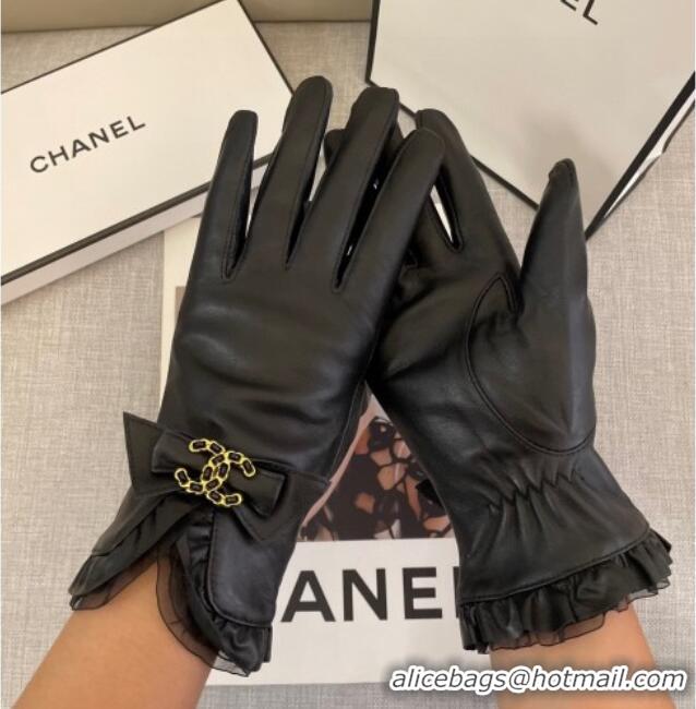 Low Cost Chanel Lambskin Gloves with CC Bow 0105 Black 2026