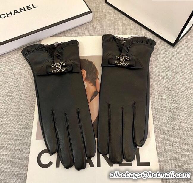 Low Cost Chanel Lambskin Gloves with CC Bow 0105 Black 2026
