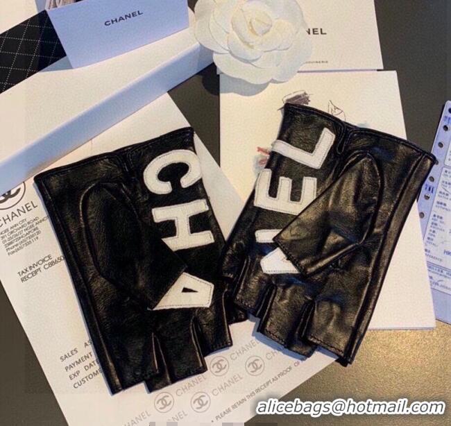 Top Grade Chanel Lambskin Gloves with Letters 0105 Black/White 2026