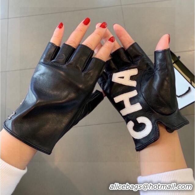 Top Grade Chanel Lambskin Gloves with Letters 0105 Black/White 2026