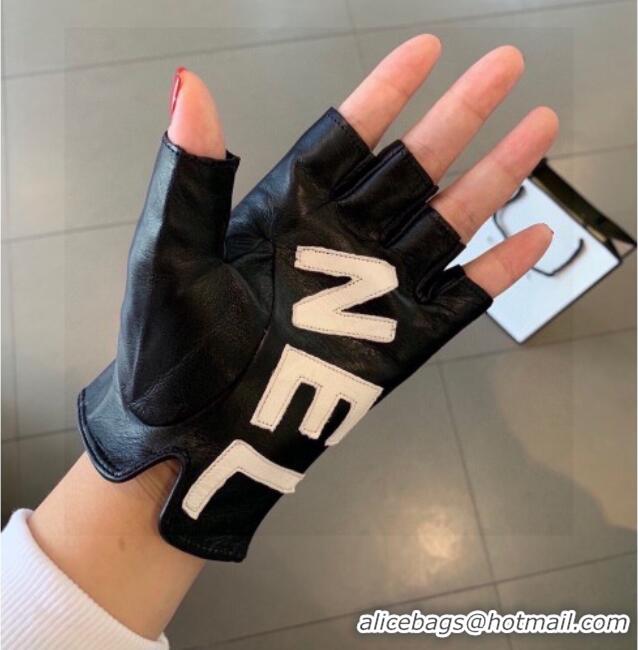 Top Grade Chanel Lambskin Gloves with Letters 0105 Black/White 2026