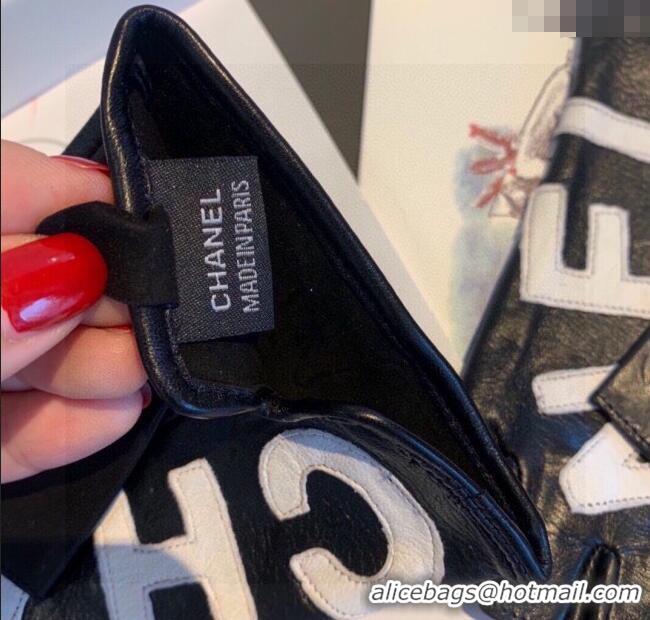 Top Grade Chanel Lambskin Gloves with Letters 0105 Black/White 2026