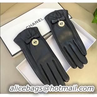Famous Brand Chanel Lambskin and Cashmere Gloves with CC Tag 0105 Black 2026