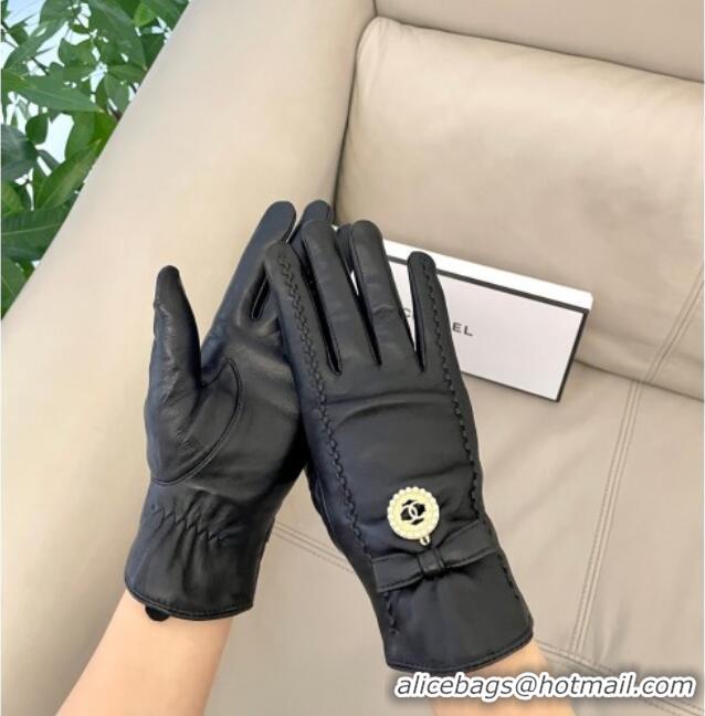 Famous Brand Chanel Lambskin and Cashmere Gloves with CC Tag 0105 Black 2026