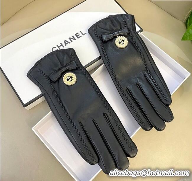 Famous Brand Chanel Lambskin and Cashmere Gloves with CC Tag 0105 Black 2026