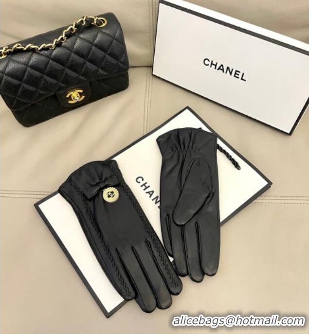 Famous Brand Chanel Lambskin and Cashmere Gloves with CC Tag 0105 Black 2026