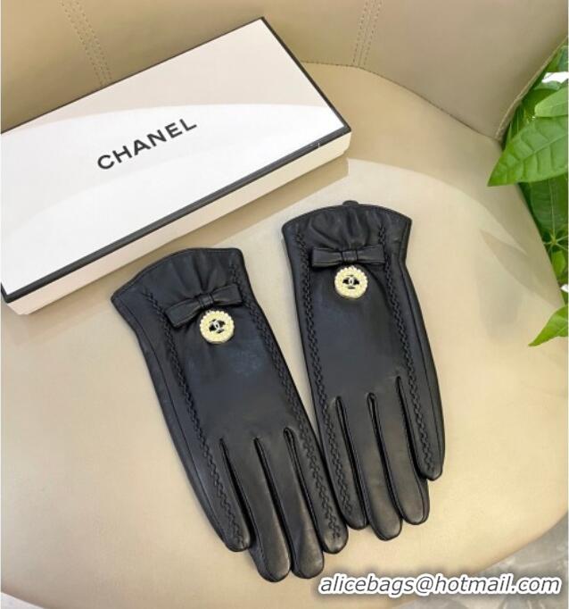 Famous Brand Chanel Lambskin and Cashmere Gloves with CC Tag 0105 Black 2026
