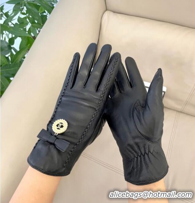 Famous Brand Chanel Lambskin and Cashmere Gloves with CC Tag 0105 Black 2026