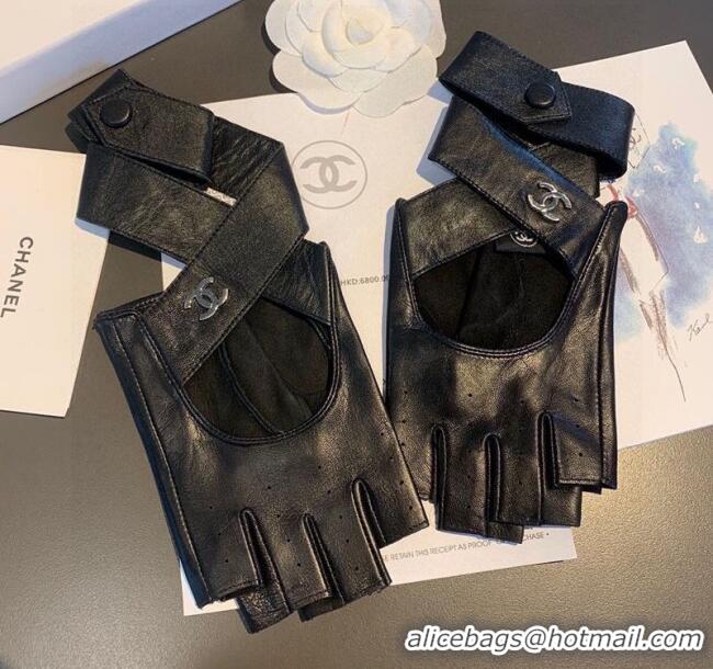 Famous Brand Chanel Lambskin and Cashmere Gloves with CC Tag 0105 Black 2026