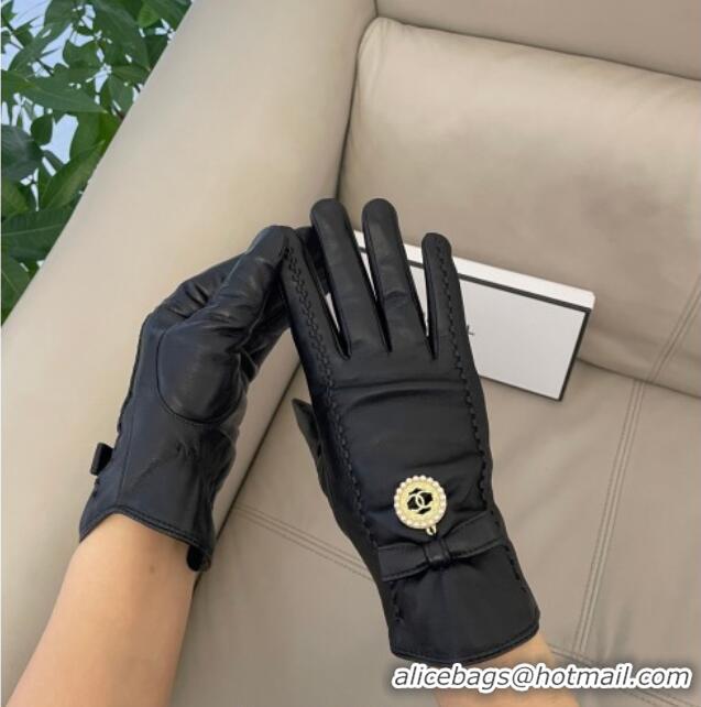 Famous Brand Chanel Lambskin and Cashmere Gloves with CC Tag 0105 Black 2026
