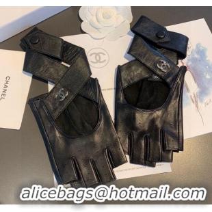 Super Quality Chanel Lambskin Short Gloves L 0105 Black 2025