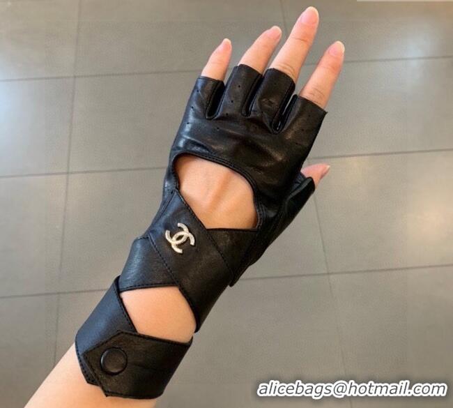 Super Quality Chanel Lambskin Short Gloves L 0105 Black 2025